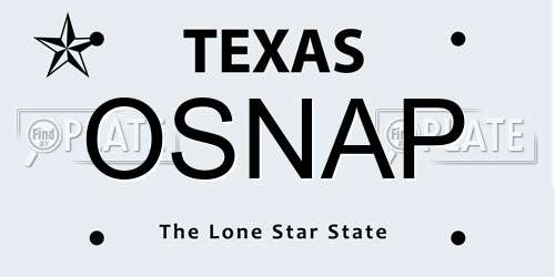 OSNAP Texas License Plate