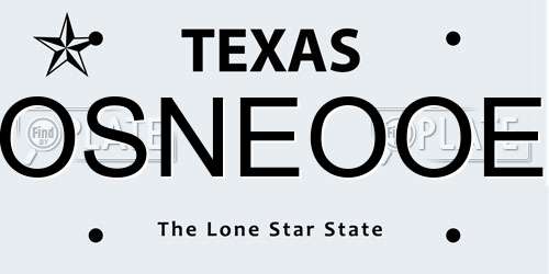 OSNEOOE Texas License Plate
