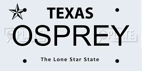OSPREY Texas License Plate
