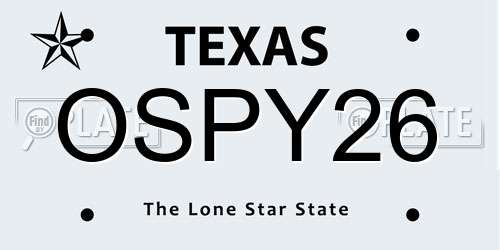OSPY26 Texas License Plate