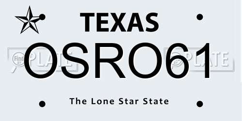 OSRO61 Texas License Plate
