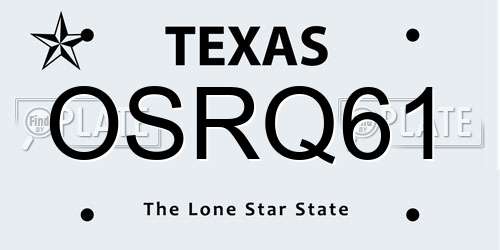 OSRQ61 Texas License Plate