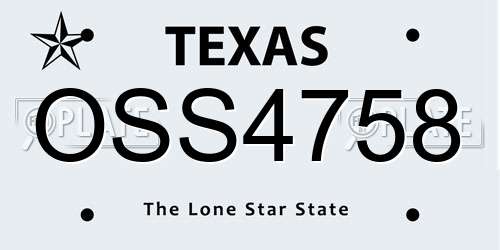 OSS4758 Texas License Plate