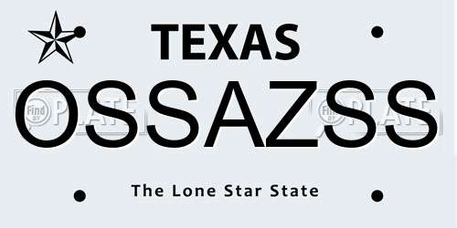 OSSAZSS Texas License Plate