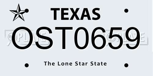 OST0659 Texas License Plate