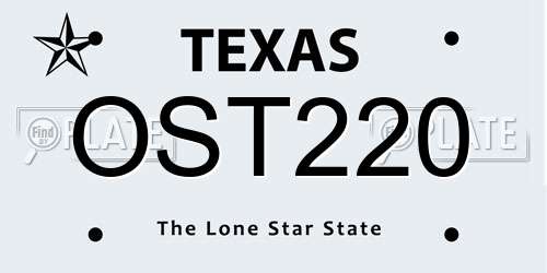 OST220 Texas License Plate