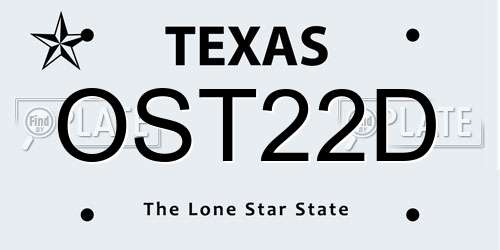 OST22D Texas License Plate