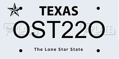 OST22O Texas License Plate