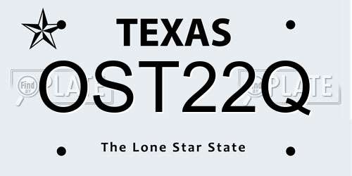OST22Q Texas License Plate