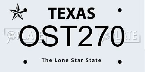 OST270 Texas License Plate