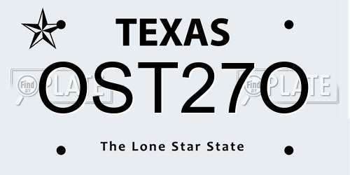 OST27O Texas License Plate