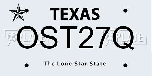 OST27Q Texas License Plate