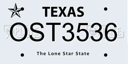 OST3536 Texas License Plate