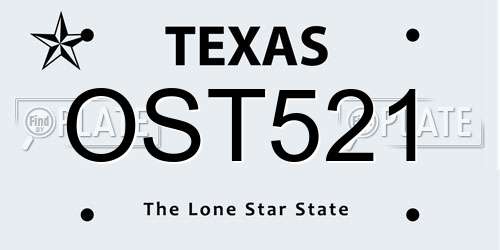 OST521 Texas License Plate