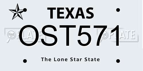 OST571 Texas License Plate