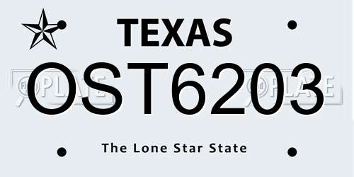 OST6203 Texas License Plate