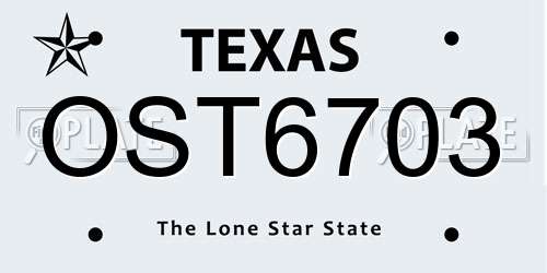 OST6703 Texas License Plate
