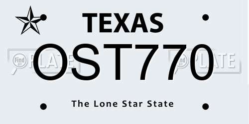 OST770 Texas License Plate