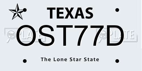 OST77D Texas License Plate