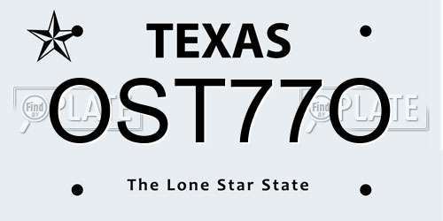 OST77O Texas License Plate