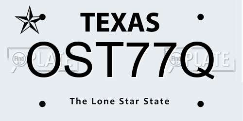 OST77Q Texas License Plate