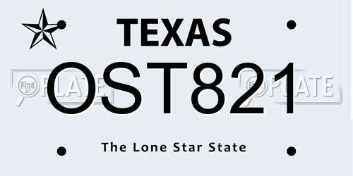 OST821 Texas License Plate