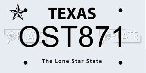 OST871 Texas License Plate