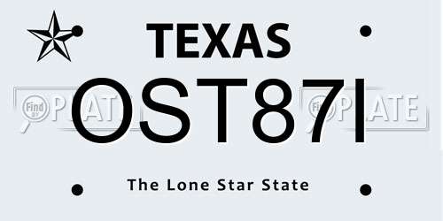 OST87I Texas License Plate