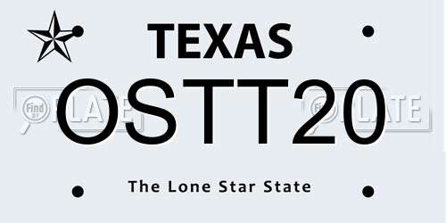 OSTT20 Texas License Plate