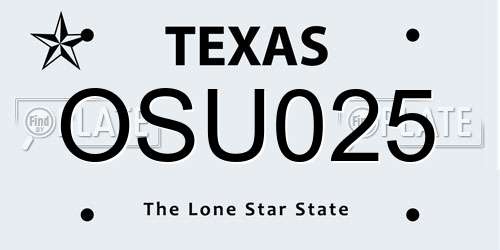 OSU025 Texas License Plate