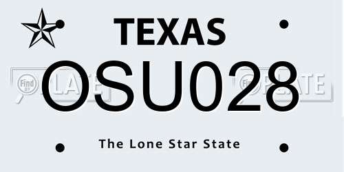 OSU028 Texas License Plate