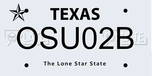 OSU02B Texas License Plate