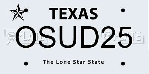 OSUD25 Texas License Plate