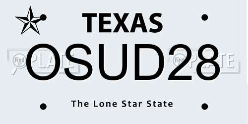 OSUD28 Texas License Plate