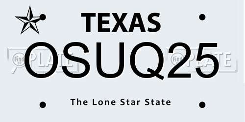 OSUQ25 Texas License Plate