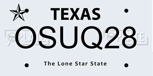 OSUQ28 Texas License Plate