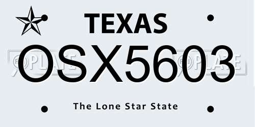OSX5603 Texas License Plate