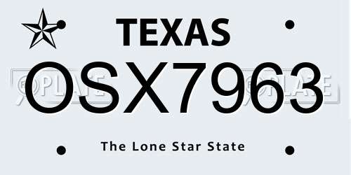 OSX7963 Texas License Plate