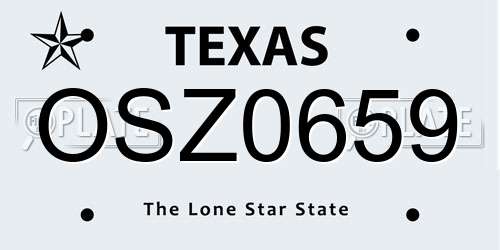 OSZ0659 Texas License Plate
