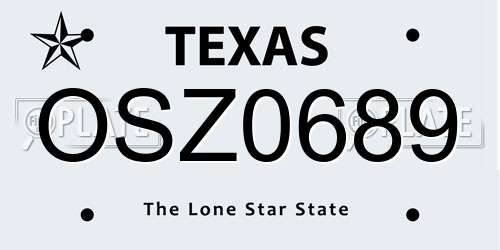 OSZ0689 Texas License Plate