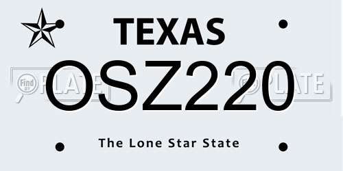 OSZ220 Texas License Plate