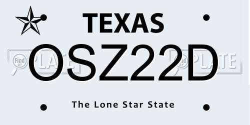 OSZ22D Texas License Plate