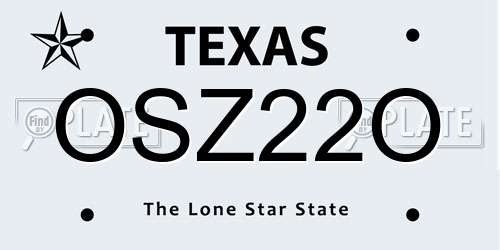 OSZ22O Texas License Plate