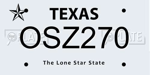 OSZ270 Texas License Plate
