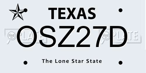 OSZ27D Texas License Plate
