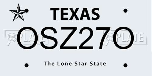 OSZ27O Texas License Plate