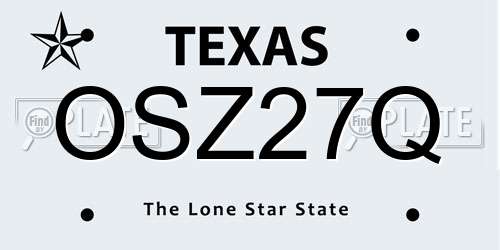 OSZ27Q Texas License Plate
