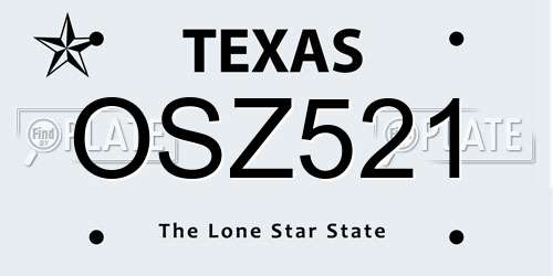 OSZ521 Texas License Plate