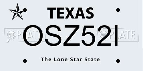 OSZ52I Texas License Plate