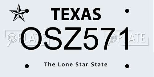 OSZ571 Texas License Plate